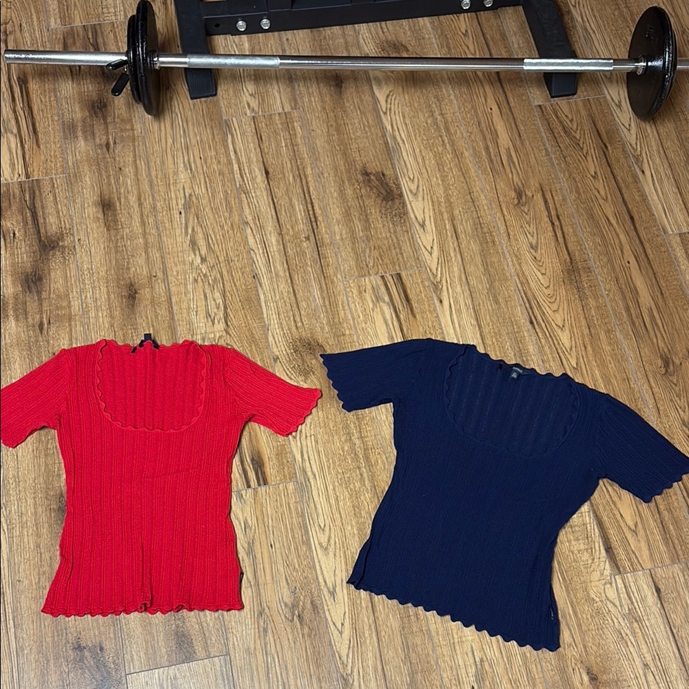 Buffalo David Bitton Red Ribbed Knit Top